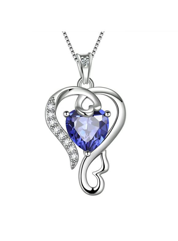 Beautlace 925 Sterling Silver Love Heart Necklace December Birthstone Pendant,Jewelry Gifts for Women Girls