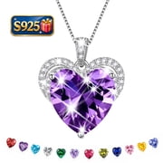 Beautlace 925 Sterling Silver Heart Necklace for Women, Love February Amethyst Purple Birthstone Pendant Jewelry Gift for Mom Wife Girlfriend, Anniversary Birth