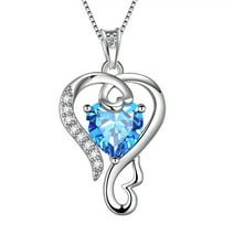 Beautlace 925 Sterling Silver Love Heart Necklace March Birthstone Pendant, Jewelry Gifts for Women Girls