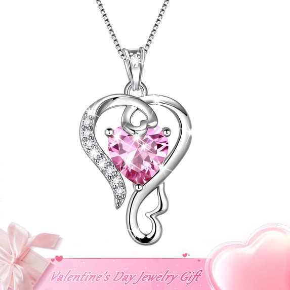 Beautlace 925 Sterling Silver Heart Necklace for Women, Love Pendant Jewelry Gift for Mom Wife Girlfriend, Anniversary Birthday Valentine's Day Gift
