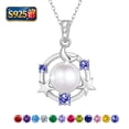 thumbnail image 1 of Beautlace 925 Sterling Silver Moon Star Birthstone Necklace,Natural Pearl Pendant Necklace Jewelry,Birthday Christmas Anniversary Gift for Women/Mom/Wife, 1 of 12