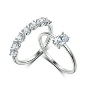 Beautlace 925 Sterling Silver Rings Set Stackable Wedding Bands Rings,Promise Rings Set for Women