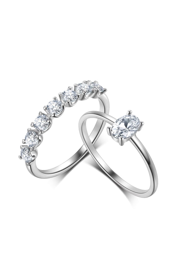 925 Sterling Silver Cubic Zirconia Promise Rings for Women, Stackable Wedding Bands