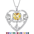 thumbnail image 1 of Beautlace 925 Sterling Silver Rose Heart Necklace,Butterfly Flower Pendant Necklace Jewelry Birthday Christmas Valentines Mother's Day Gifts for Women Mom Wife -November, 1 of 12