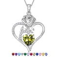 thumbnail image 1 of Beautlace 925 Sterling Silver Rose Heart Necklace,Rose Flower Pendant Necklace Jewelry Birthday Christmas Valentines Mother's Day Gifts for Women Mom-August, 1 of 12