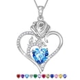 thumbnail image 1 of Beautlace 925 Sterling Silver Rose Heart Necklace,Rose Flower Pendant Necklace Jewelry Birthday Christmas Valentines Mother's Day Gifts for Women Mom-March, 1 of 12