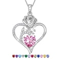 thumbnail image 1 of Beautlace 925 Sterling Silver Rose Heart Necklace,Rose Flower Pendant Necklace Jewelry Birthday Christmas Valentines Mother's Day Gifts for Women Mom-October, 1 of 12