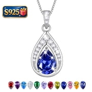 925 Sterling Silver Teardrop September Sapphire Birthstone Necklace,Pear Cut Pendant Necklace Jewelry Birthday Christmas Gifts for Women/ Wife /Lover