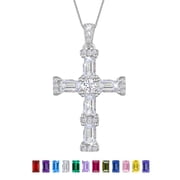 Birthstone Cross Necklace for Women,18K White Gold Plated Cross Pendant,April Crystal Birthstobe Christian Necklace Jewelry Gift for Mom Wife Girlfriend Birthda