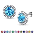 thumbnail image 1 of Beautlace Birthstone Stud Earrings,Silver Plated Round Shape Birthstone Earrings Bridal Jewelry Birthday Gifts for Women, 1 of 7