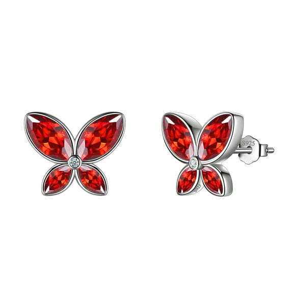 Beautlace Butterfly Earrings Studs,925 Sterling Silver Birthstone Earrings Stud Cute Animals Jewelry Gift for Women