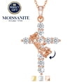 thumbnail image 1 of Beautlace 925 Sterling Silver Cross Moissanite Necklace, Rose Gold Plated D Color VVS1 Rotated Crown Round Cut Simulated Diamond Pendant Necklace Jewelry Gift for Women Wife Lover, 1 of 11