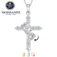 thumbnail image 1 of Beautlace 925 Sterling Silver Cross Moissanite Necklace, D Color VVS1 Rotated Crown Round Cut Simulated Diamond Pendant Necklace Jewelry Gift for Women Wife Lover, 1 of 11