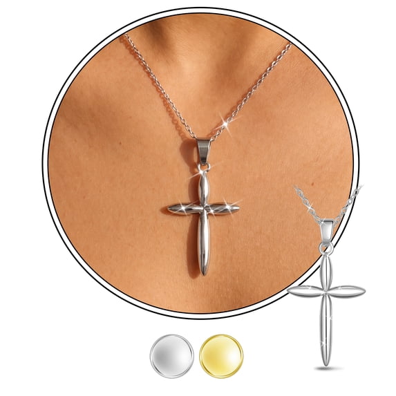 Beautlace Dainty Cross Necklace for Women,18K White Gold Plated Faith Minimalist Celtic Cross Pendant Christmas Mother's Day Christian Jewelry Gifts for Her Mom Wife