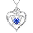 thumbnail image 1 of Beautlace Forever Love Butterfly Heart Necklace,925 Sterling Silver Rose Flower Pendant Necklace Jewelry Birthday Christmas Valentines Mother's Day Gifts for Women Mom -September, 1 of 9
