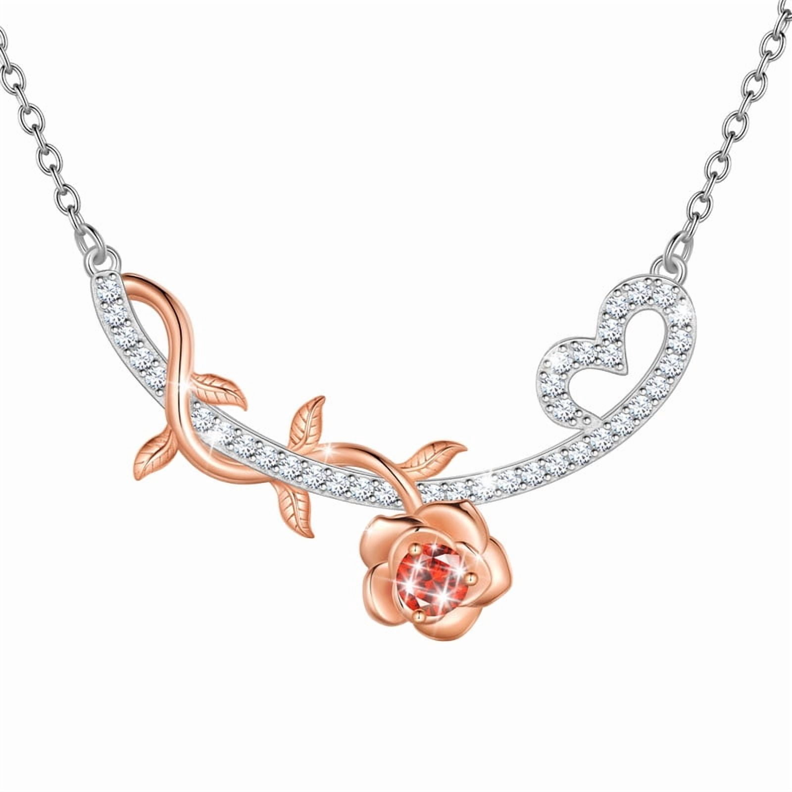 Beautlace GRA Certified 1/3 Carat Garnet Red Moissanite Necklace,D VVS1 18K White Gold over Stering Silver Rose Pendant Necklace Jewelry Birthday Christmas Mother's Day Gifts for Women Mom