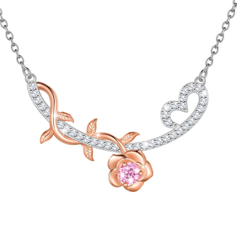 Beautlace GRA Certified 1/3 Carat Pink Moissanite Necklace,D VVS1 18K White Gold over Stering Silver Rose Pendant Necklace Jewelry Birthday Christmas Mother's Day Gifts for Women Mom