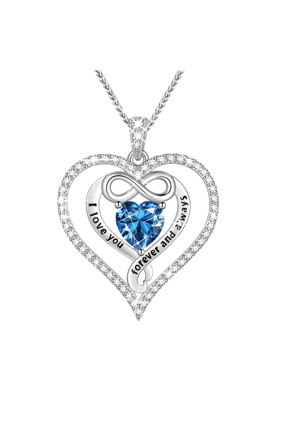 925 Sterling Silver 1CT Heart Moissanite Necklace,I Love You Forever and Always Birthstone Moissanite Jewelry Gift for Women
