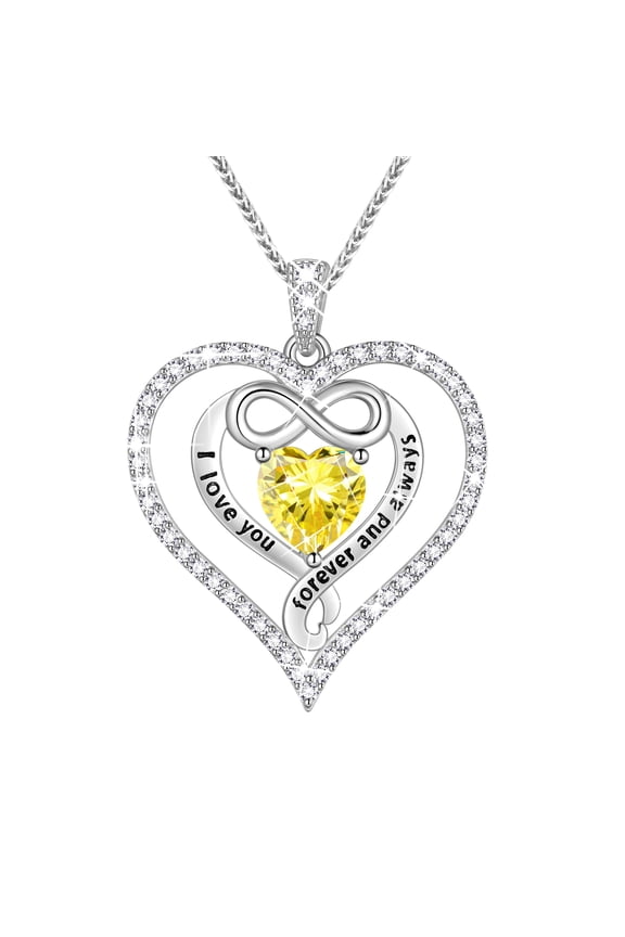 925 Sterling Silver 1CT Heart Moissanite Necklace,I Love You Forever and Always Birthstone Moissanite Jewelry Gift for Women