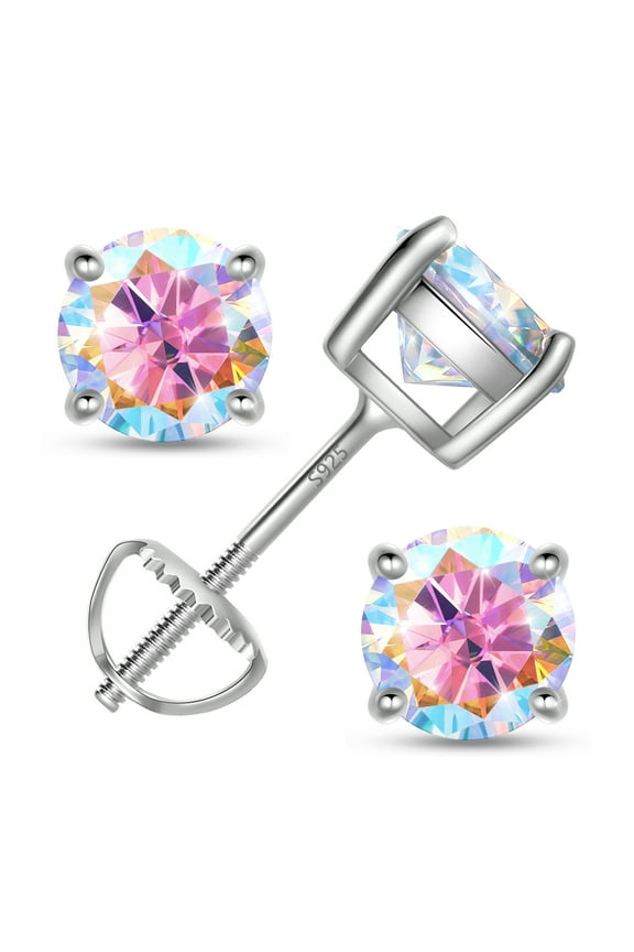 925 Sterling Silver Moissanite Stud Earrings for Women, 2 Carat GRA Certified D Color VVS1, Screw Back Simulated Diamond Jewelry Gift for Birthday, Christmas, Mother’s Day