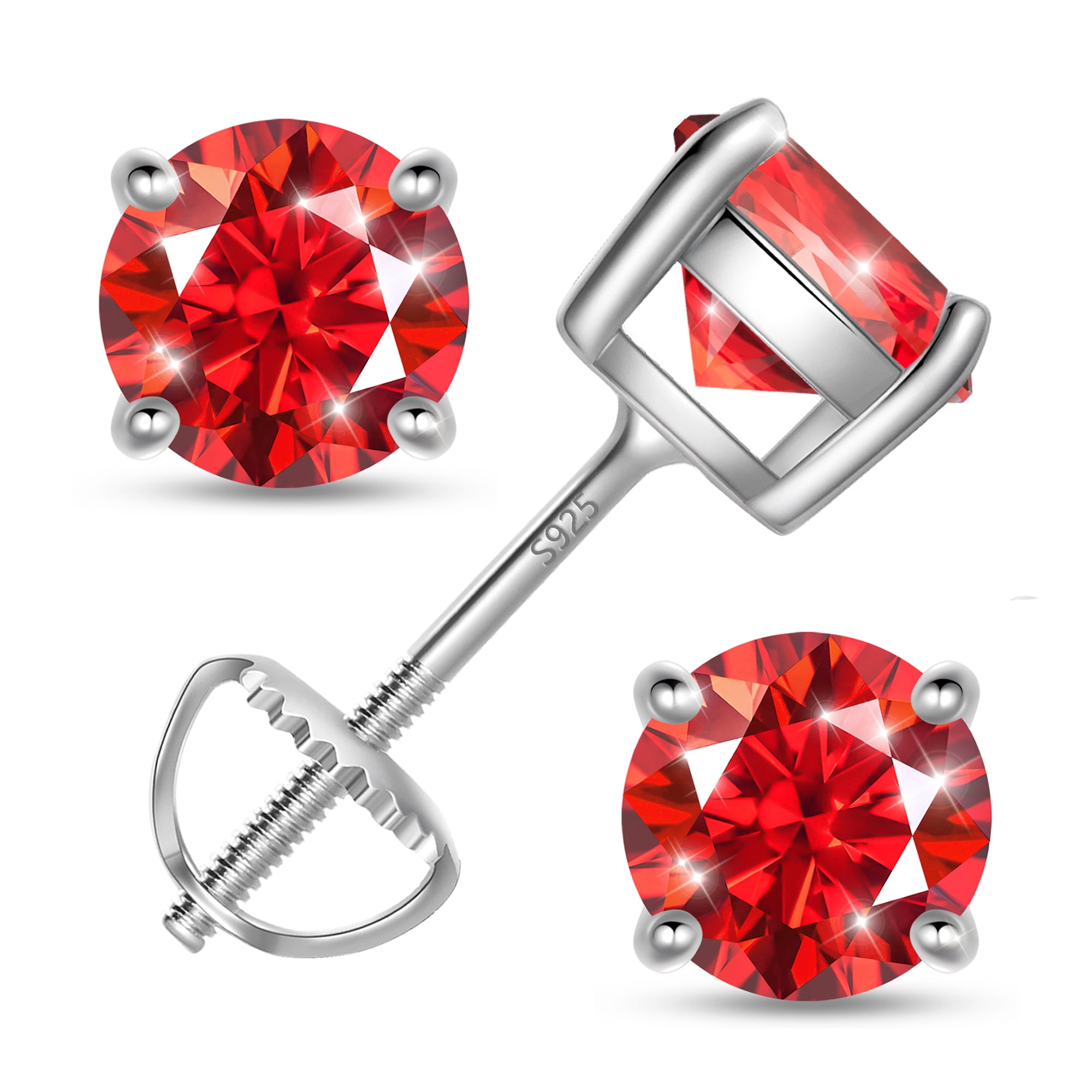 Beautlace 925 Sterling Silver Moissanite Stud Earrings for Women, 2 Carat GRA Certified D Color VVS1, Screw Back Simulated Diamond Jewelry Gift for Birthday, Christmas, Mother’s Day