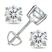 BEAUTLACE 925 Sterling Silver Moissanite Stud Earrings for Women, 2 Carat GRA Certified D Color VVS1, Screw Back Simulated Diamond Jewelry Gift for Birthday, Christmas, Mother’s Day