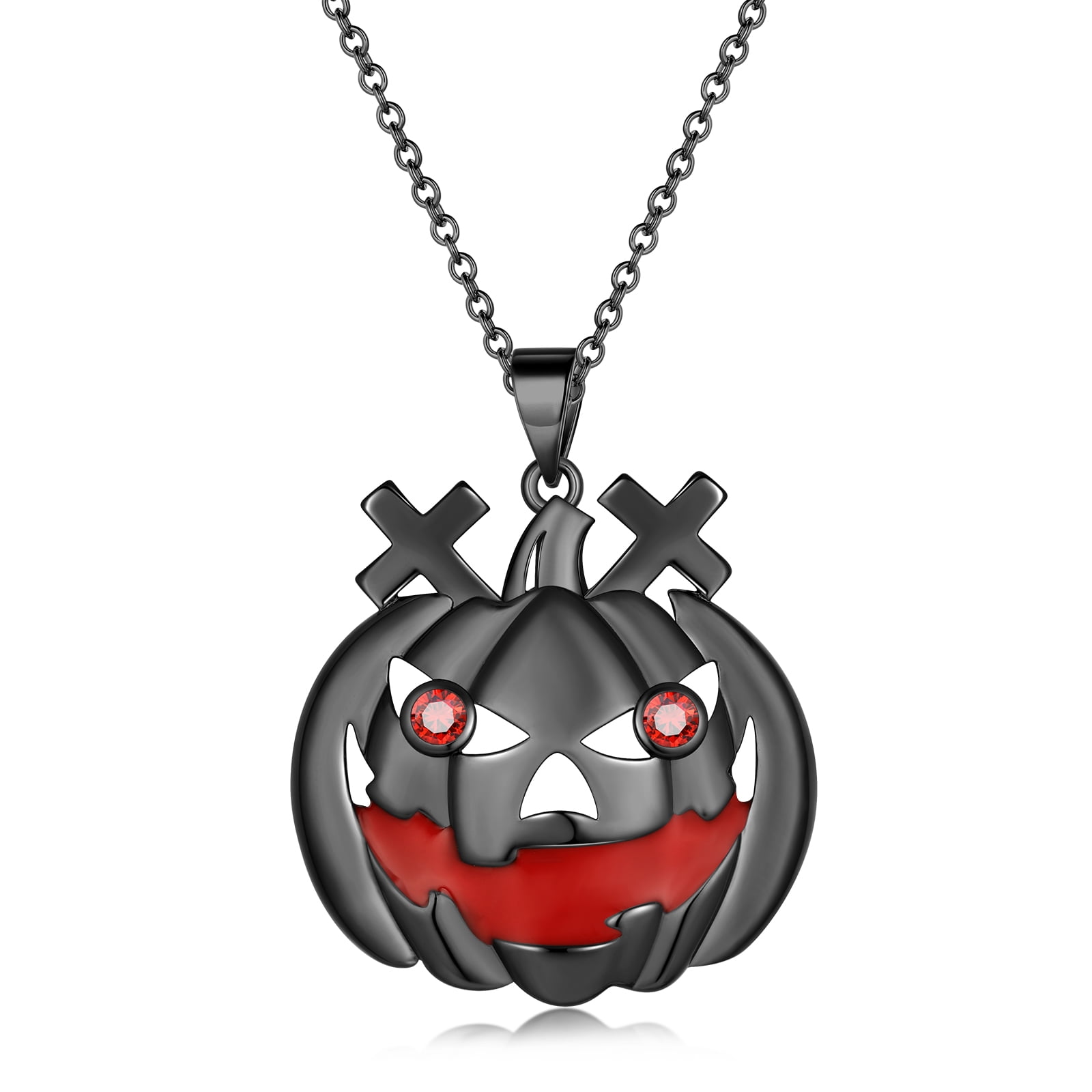 Beautlace Halloween Pumpkin Cross Pendant Necklace,Cute Black Plated Pumpkin Ghost Necklace Halloween Costume Theme Jewelry Gift for Women Men
