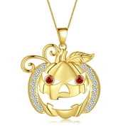 Beautlace Halloween Pumpkin Pendant Necklace,Cute 14K Gold Plated Pumpkin Ghost Necklace Halloween Costume Theme Jewelry Gift for Women