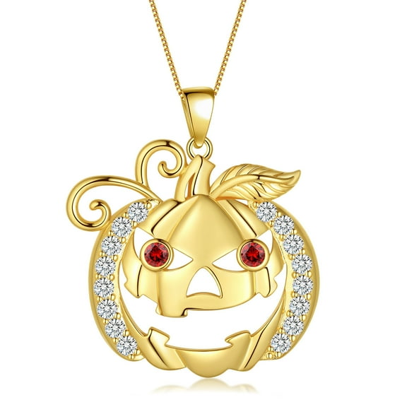 Beautlace Halloween Pumpkin Pendant Necklace,Cute 14K Gold Plated Pumpkin Ghost Necklace Halloween Costume Theme Jewelry Gift for Women