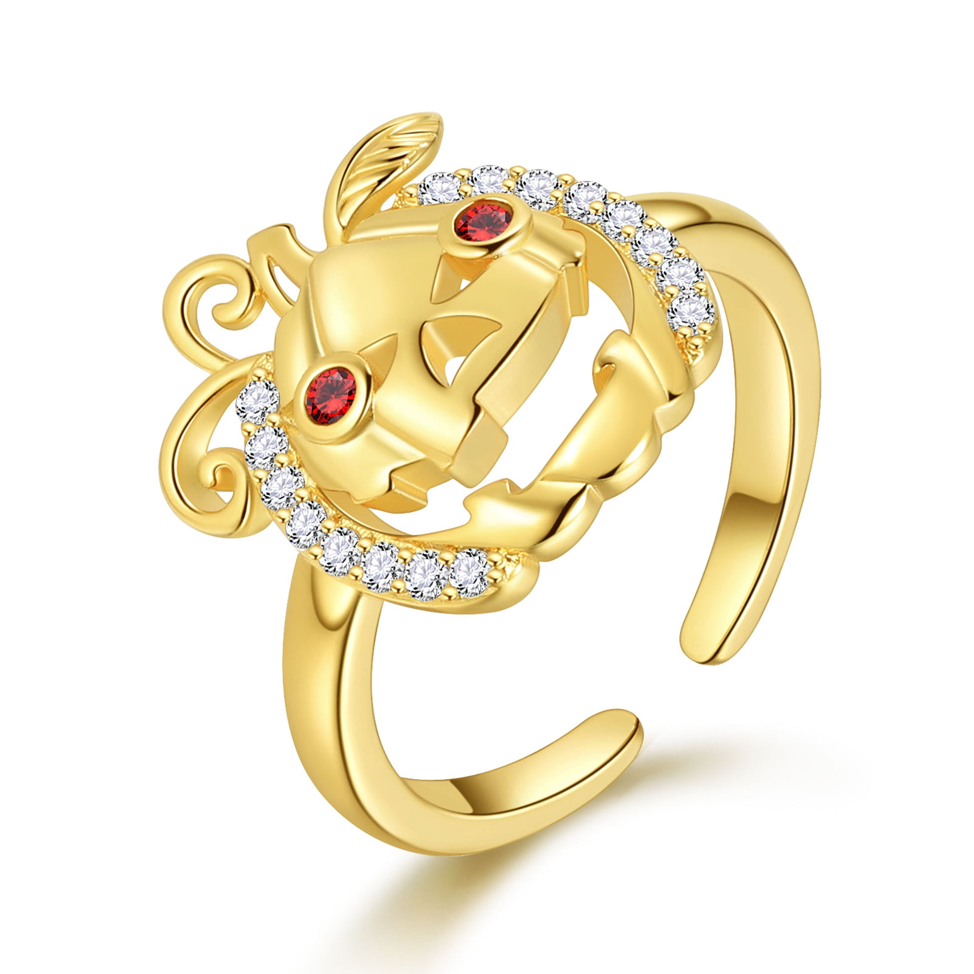 Beautlace Halloween Pumpkin Ring,14K Gold Plated Cute Pumpkin Ghost Ring Halloween Costume Theme Jewelry Gift for Women