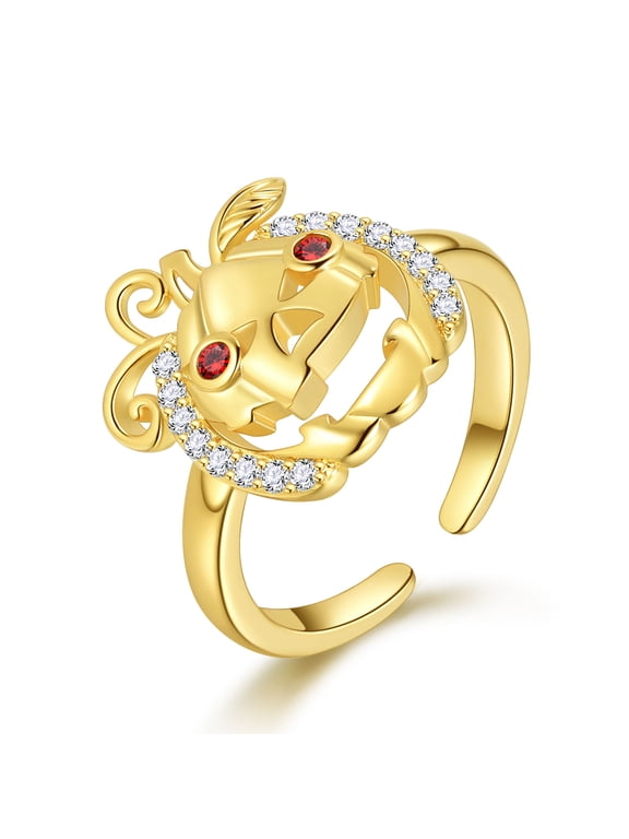 Halloween Pumpkin Ring,14K Gold Plated Cute Pumpkin Ghost Ring Halloween Costume Theme Jewelry Gift for Women