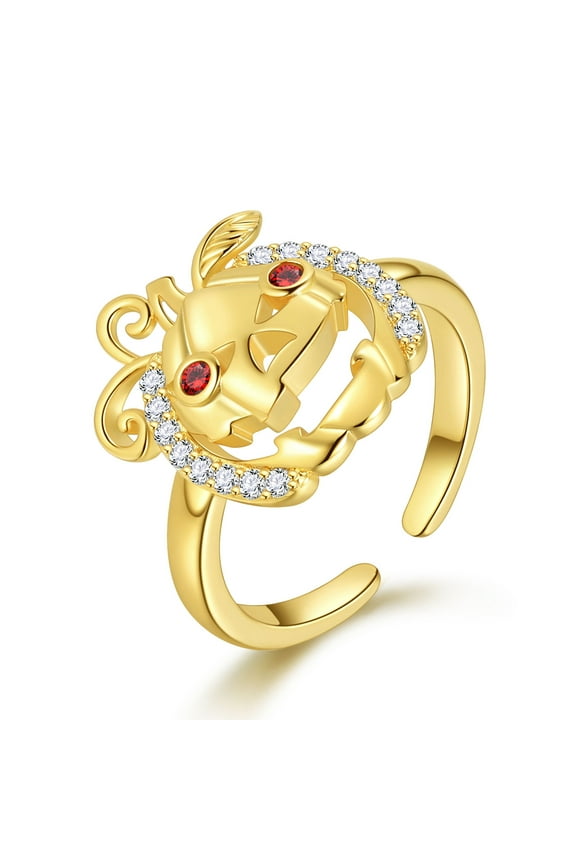Halloween Pumpkin Ring,14K Gold Plated Cute Pumpkin Ghost Ring Halloween Costume Theme Jewelry Gift for Women