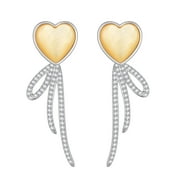 BEAUTLACE Heart Earrings Studs,Versatile 2-in-1 Yellow Pearl Shell Sterling Silver Dangle Earrings Birthday/Valentines/Christmas Gifts for Women