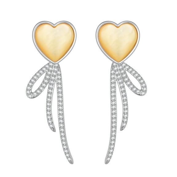 Beautlace Heart Earrings Studs,Versatile 2-in-1 White Pearl Shell Sterling Silver Dangle Earrings Birthday/Valentines/Christmas Gifts for Women