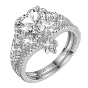 Beautlace Heart Engagement Rings Set for Women,Moissanite 2 CT Promise Ring Wedding Band for Her,925 Sterling Silver Love Heart Bridal Ring Set Birthday Valentines Jewelry Gifts for Girlfriend Wife
