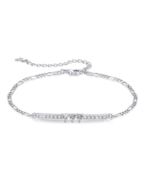 Heart Moissanite Adjustable Bracelet for Women,18K White Gold Plated Simulated Diamond Three Heart Bracelets Birthday Anniversary Jewelry Gift for Wife,Girlfriend,Mom
