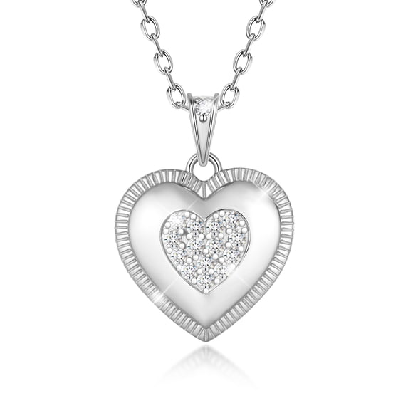Beautlace Heart Necklace for Women,Sparkling CZ Heart Pendant Necklace,18k White Gold Plated Love Jewelry Gift for Mom Wife Girlfriend