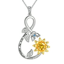 Beautlace Infinity Love Sunflower Necklace for Women Girls，18K Gold over 925 Sterling Silver Two Tones Sunflower with Butterfly Necklace You're My Sunshine Sunflower Pendant Christmas Jewelry Gifts
