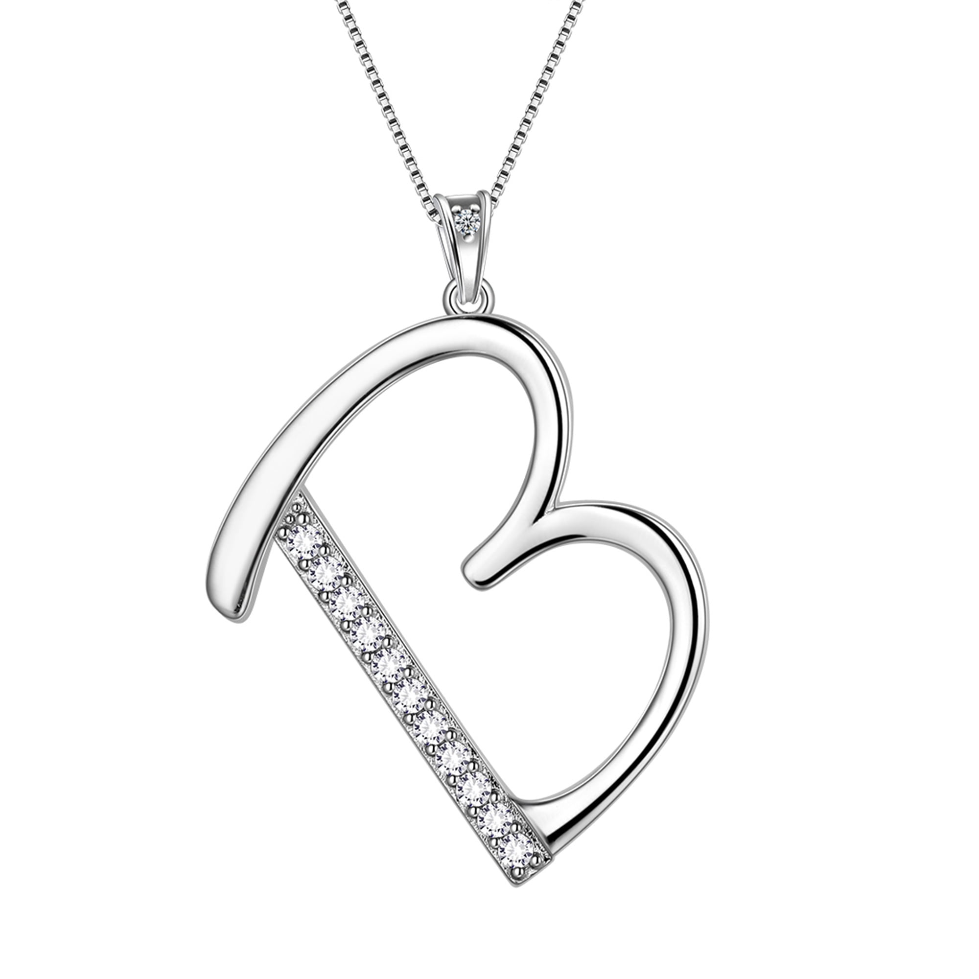 Beautlace Initial Letter B Necklace 925 Sterling Silver