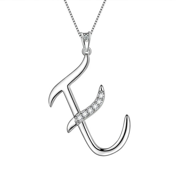 Beautlace Initial Letter E Necklace for - 925 Sterling Silver Personalized Alphabet Name Pendant Crystal CZ Jewelry Mothers Day Valentines Christmas Birthday Gift for Her Mom Wife Girlfriend