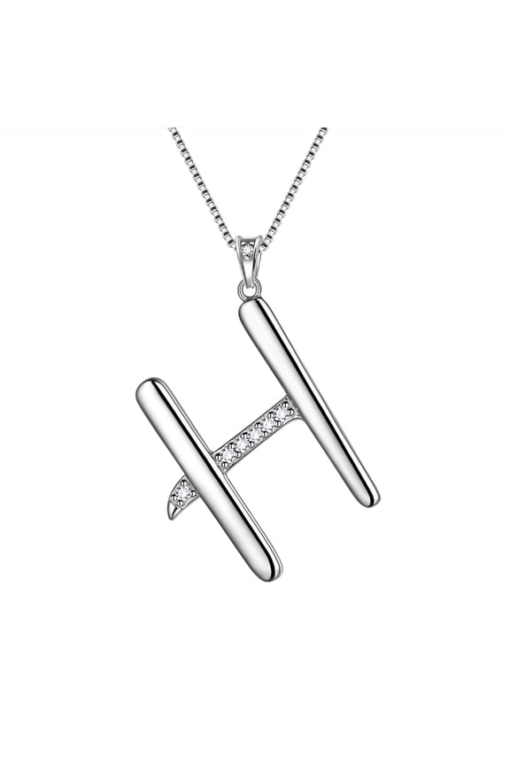 Initial Letter H Necklace - 925 Sterling Silver Personalized Alphabet Name Pendant Crystal CZ Jewelry Mothers Day Valentines Christmas Birthday Gift for Her Mom Wife Girlfriend