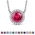 thumbnail image 1 of Beautlace July Birthstone Necklaces Silver Plated Round Shape Pendant Red Birthstone Necklace Jewelry Birthday Gifts for Men and Women, 1 of 7