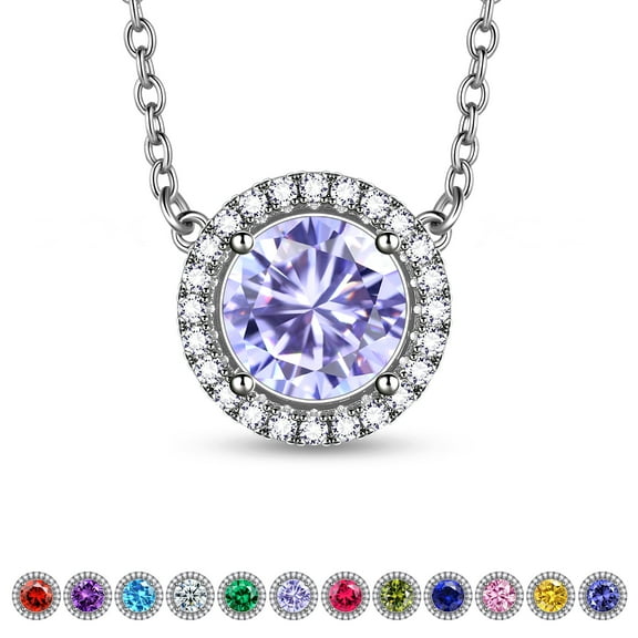 Beautlace June Birthstone Necklaces Round Shape Alexandrite Pendant Jewelry Gifts for Men and Women