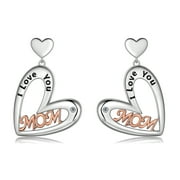 Beautlace Mom Love Heart Earrings Hoop,Mom Earrings Studs for Mother,Best Mom Drop Hoops Gifts for Mother