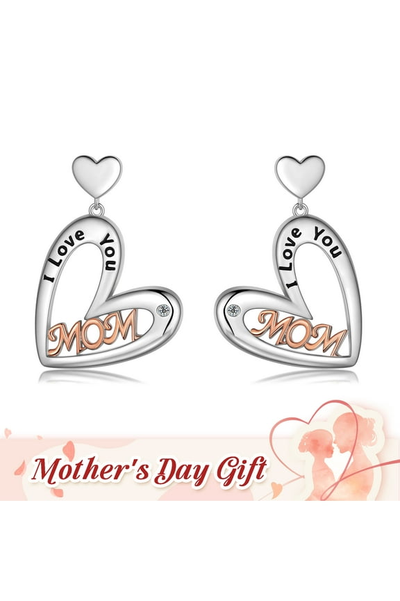 Mom Love Heart Earrings,Mom Earrings Studs for Mother,Best Mom Drop Hoops Birthday Christmas Mother's Day Gift for Mom/Grandma
