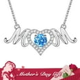 thumbnail image 1 of Beautlace Mom Pendant Necklace 925 Sterling Silver Love Heart March Aquamarine Birthstone Necklace Mother's Day Birthday Jewelry Gifts for Mom Women Grandma, 1 of 11