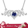 thumbnail image 1 of Beautlace Mom Pendant Necklace 925 Sterling Silver Love Heart September Sapphire Birthstone Necklace Mother's Day Birthday Jewelry Gifts for Mom Women Grandma, 1 of 11