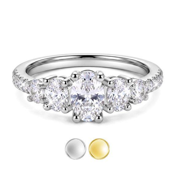 Beautlace Oval Cut Ring for Women,925 Silver Plated 5A CZ Solitaire Promise Engagement Rings,Stackable Non Tarnish Wedding Birthday Christmas Jewelry Gifts for Wife Girlfriend Stocking Stuffers Ideas
