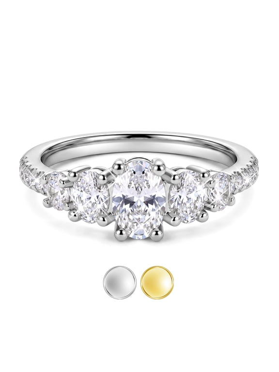 Oval Cut Ring for Women,925 Silver Plated 5A CZ Solitaire Promise Engagement Rings,Stackable Non Tarnish Wedding Birthday Christmas Jewelry Gifts for Wife Girlfriend Stocking Stuffers Ideas