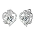 thumbnail image 1 of Beautlace Rose Heart Birthstone Earrings,April Birthstone Rose Flower Heart Earrings Studs 925 Sterling Silver Jewelry Gifts for Women, 1 of 11